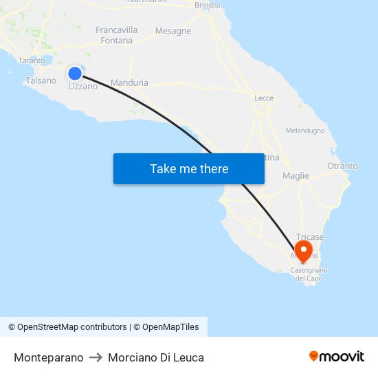 Monteparano to Morciano Di Leuca map