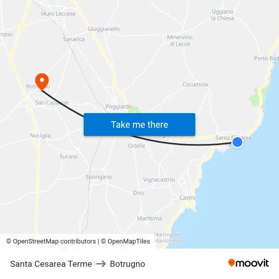 Santa Cesarea Terme to Botrugno map