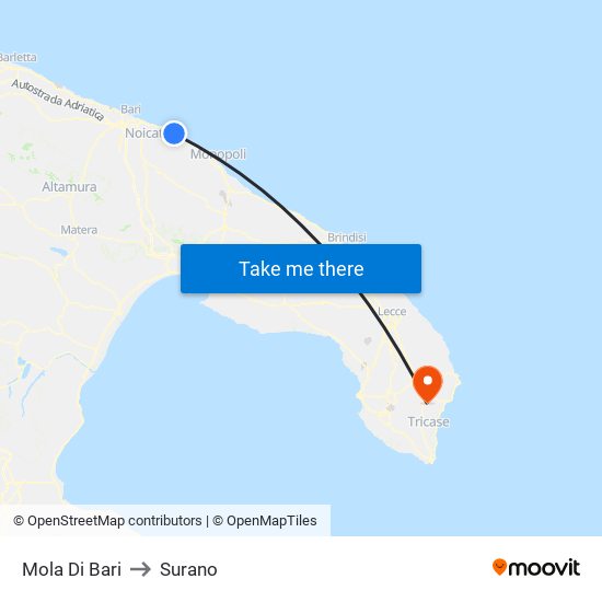 Mola Di Bari to Surano map