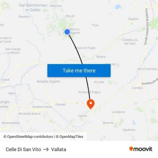 Celle Di San Vito to Vallata map