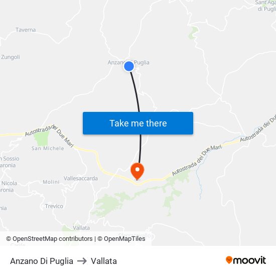 Anzano Di Puglia to Vallata map