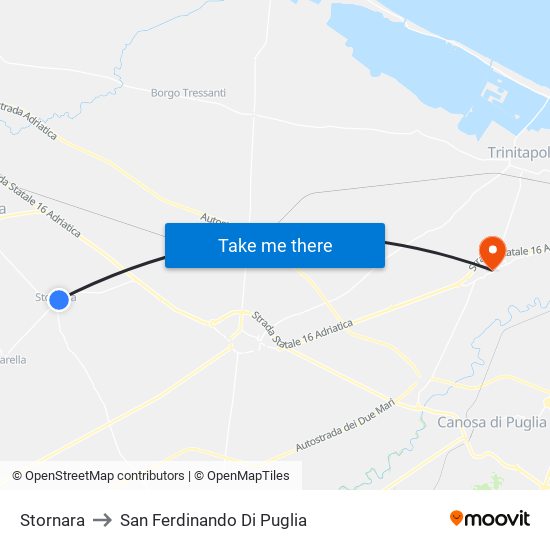 Stornara to San Ferdinando Di Puglia map