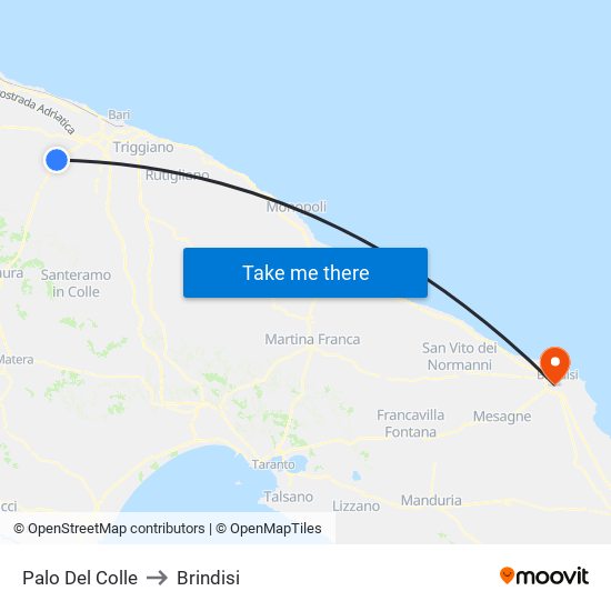 Palo Del Colle to Brindisi map