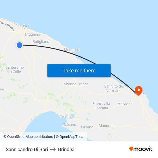 Sannicandro Di Bari to Brindisi map