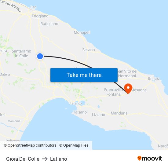 Gioia Del Colle to Latiano map