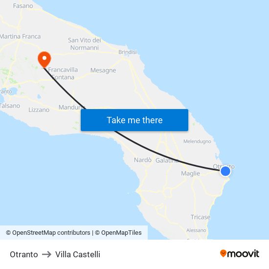 Otranto to Villa Castelli map