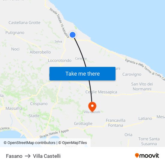 Fasano to Villa Castelli map
