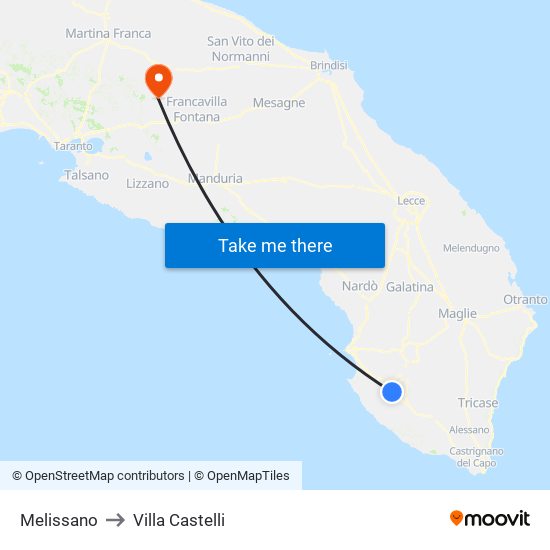 Melissano to Villa Castelli map