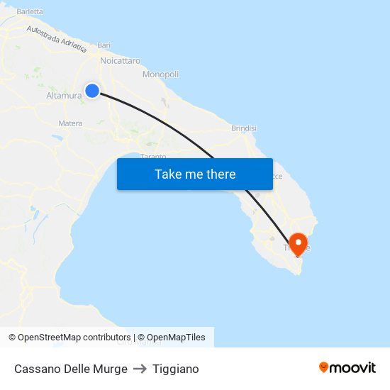 Cassano Delle Murge to Tiggiano map
