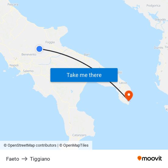 Faeto to Tiggiano map
