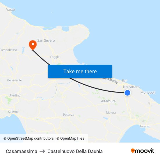 Casamassima to Castelnuovo Della Daunia map