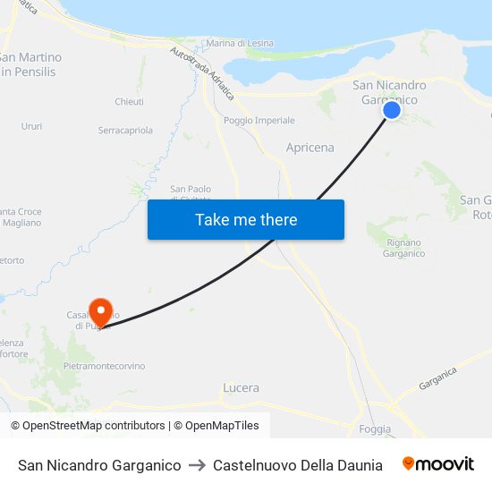 San Nicandro Garganico to Castelnuovo Della Daunia map