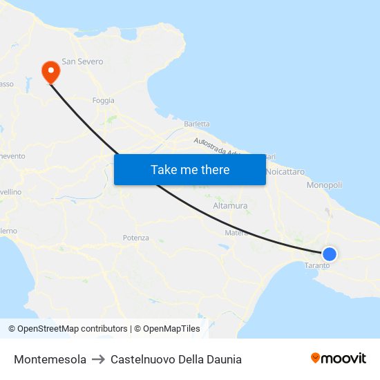 Montemesola to Castelnuovo Della Daunia map