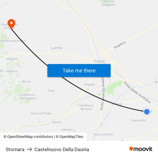 Stornara to Castelnuovo Della Daunia map