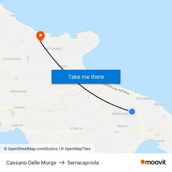 Cassano Delle Murge to Serracapriola map