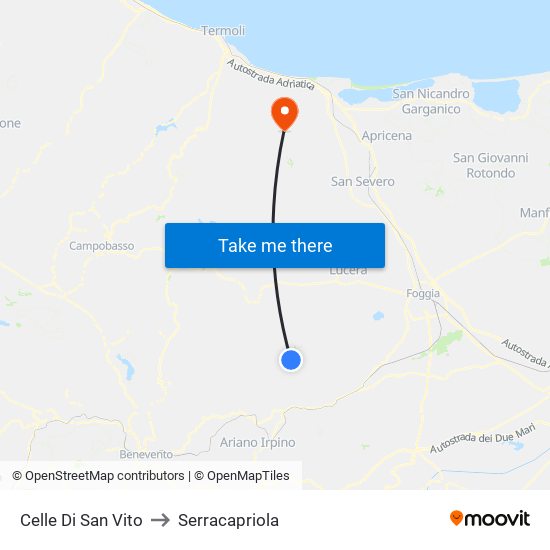 Celle Di San Vito to Serracapriola map