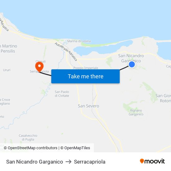 San Nicandro Garganico to Serracapriola map