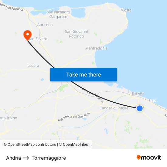 Andria to Torremaggiore map