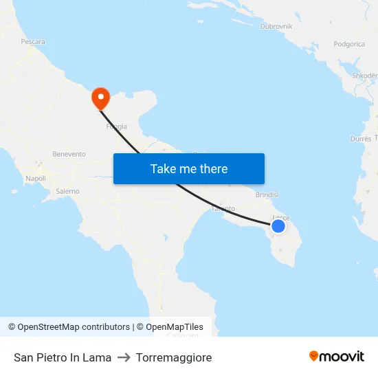 San Pietro In Lama to Torremaggiore map