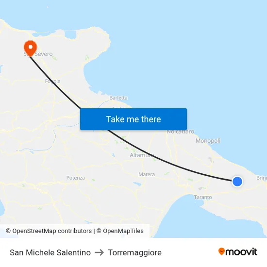 San Michele Salentino to Torremaggiore map