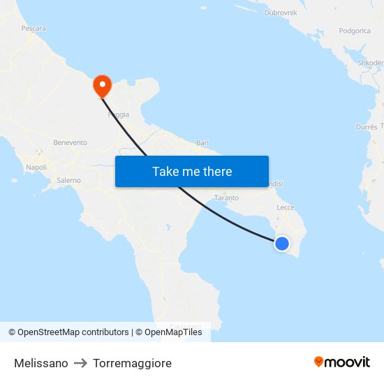 Melissano to Torremaggiore map