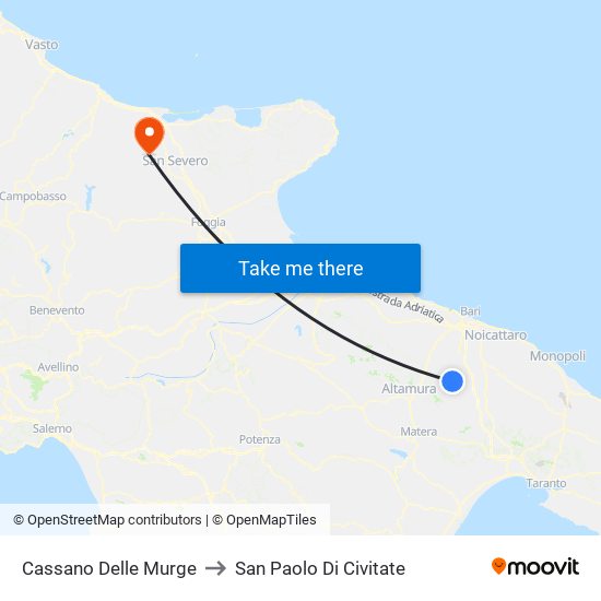 Cassano Delle Murge to San Paolo Di Civitate map