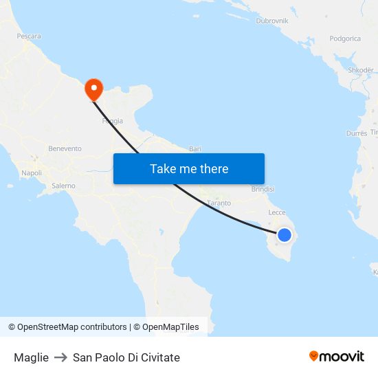 Maglie to San Paolo Di Civitate map