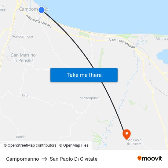 Campomarino to San Paolo Di Civitate map