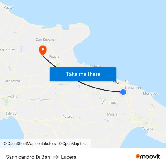Sannicandro Di Bari to Lucera map