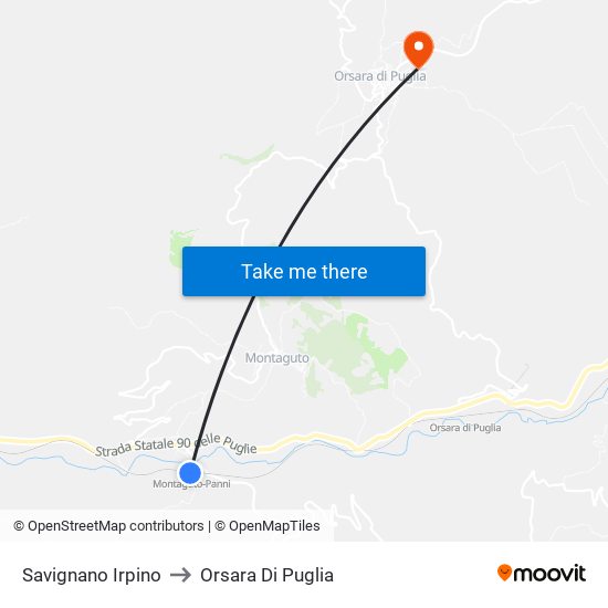 Savignano Irpino to Orsara Di Puglia map