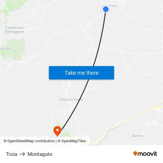 Troia to Montaguto map