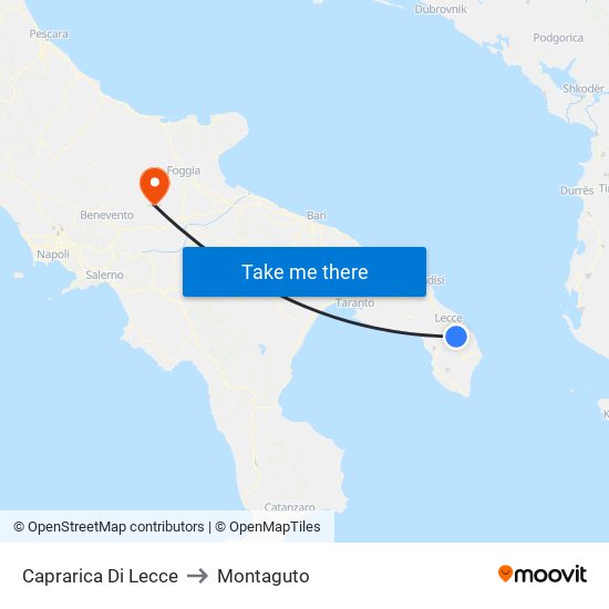 Caprarica Di Lecce to Montaguto map