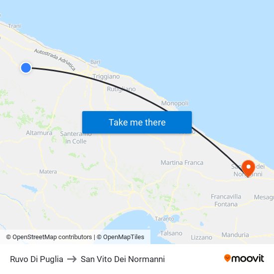 Ruvo Di Puglia to San Vito Dei Normanni map