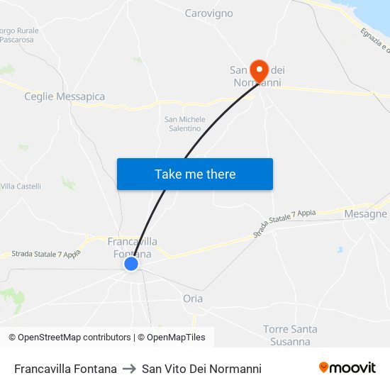 Francavilla Fontana to San Vito Dei Normanni map