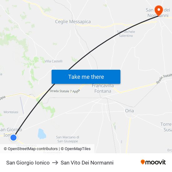 San Giorgio Ionico to San Vito Dei Normanni map
