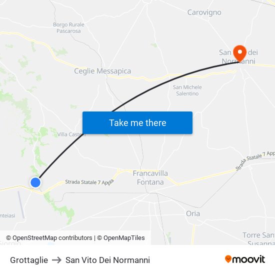 Grottaglie to San Vito Dei Normanni map