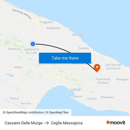 Cassano Delle Murge to Ceglie Messapica map