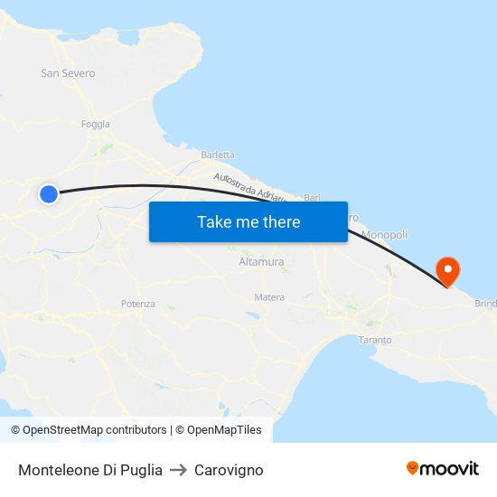 Monteleone Di Puglia to Carovigno map