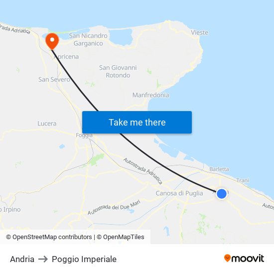 Andria to Poggio Imperiale map
