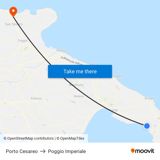 Porto Cesareo to Poggio Imperiale map