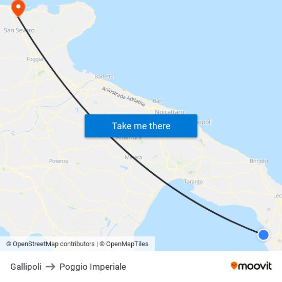 Gallipoli to Poggio Imperiale map