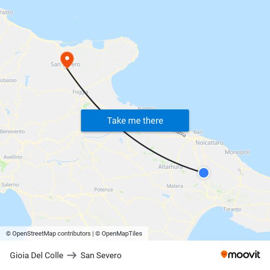 Gioia Del Colle to San Severo map