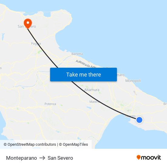 Monteparano to San Severo map