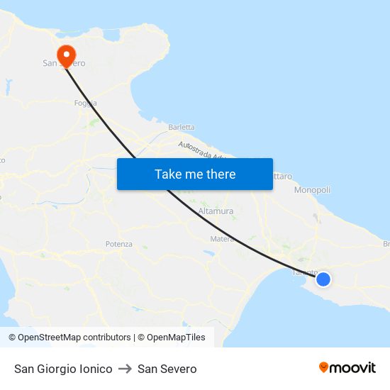 San Giorgio Ionico to San Severo map