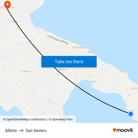 Alliste to San Severo map