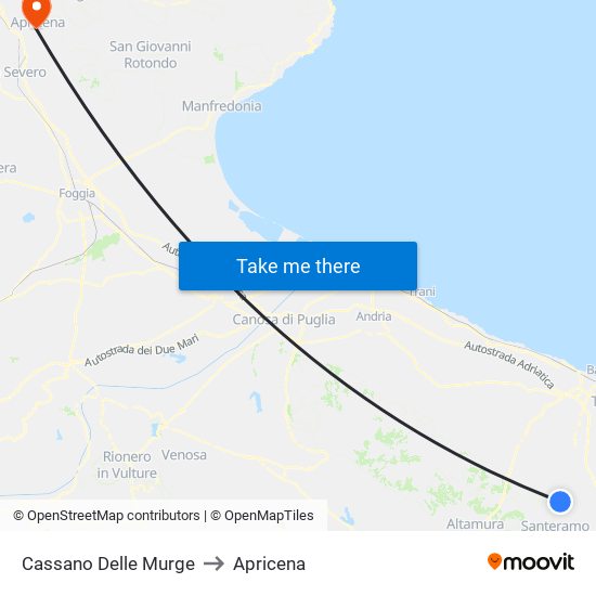 Cassano Delle Murge to Apricena map