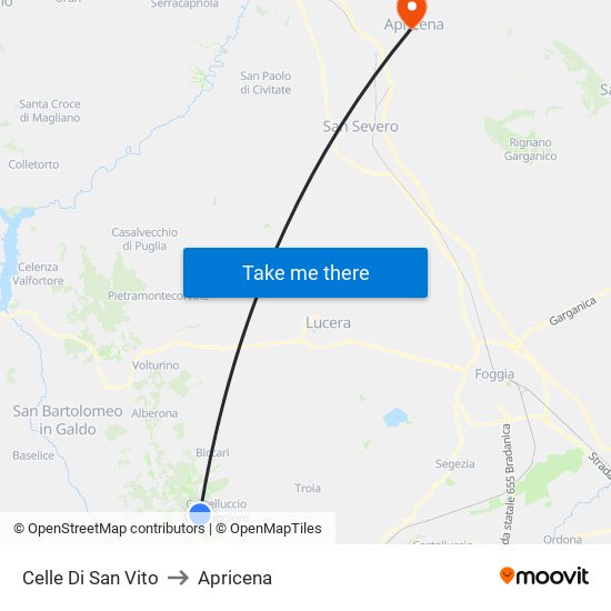 Celle Di San Vito to Apricena map