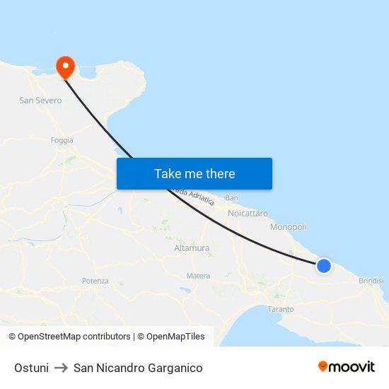 Ostuni to San Nicandro Garganico map