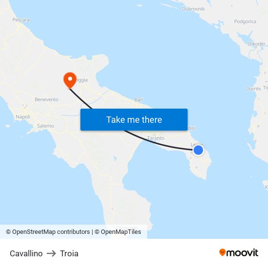 Cavallino to Troia map