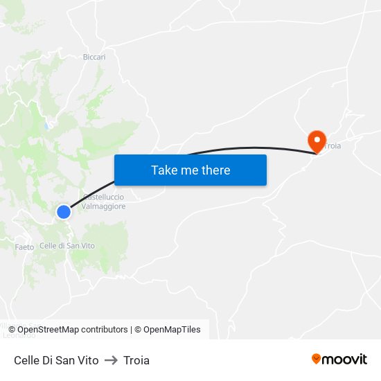 Celle Di San Vito to Troia map